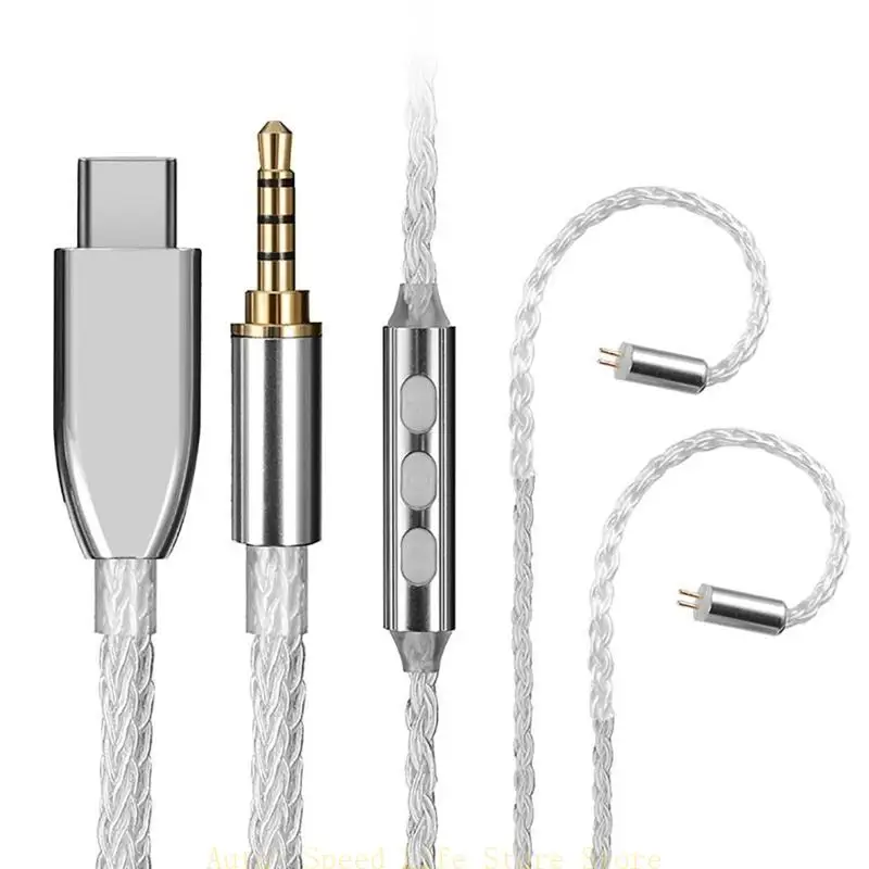 

02DA Earphone Replacement Cable 2Pin 0.78mm Plug 51in Earphone Cord Wire 3.5mm/Type-C