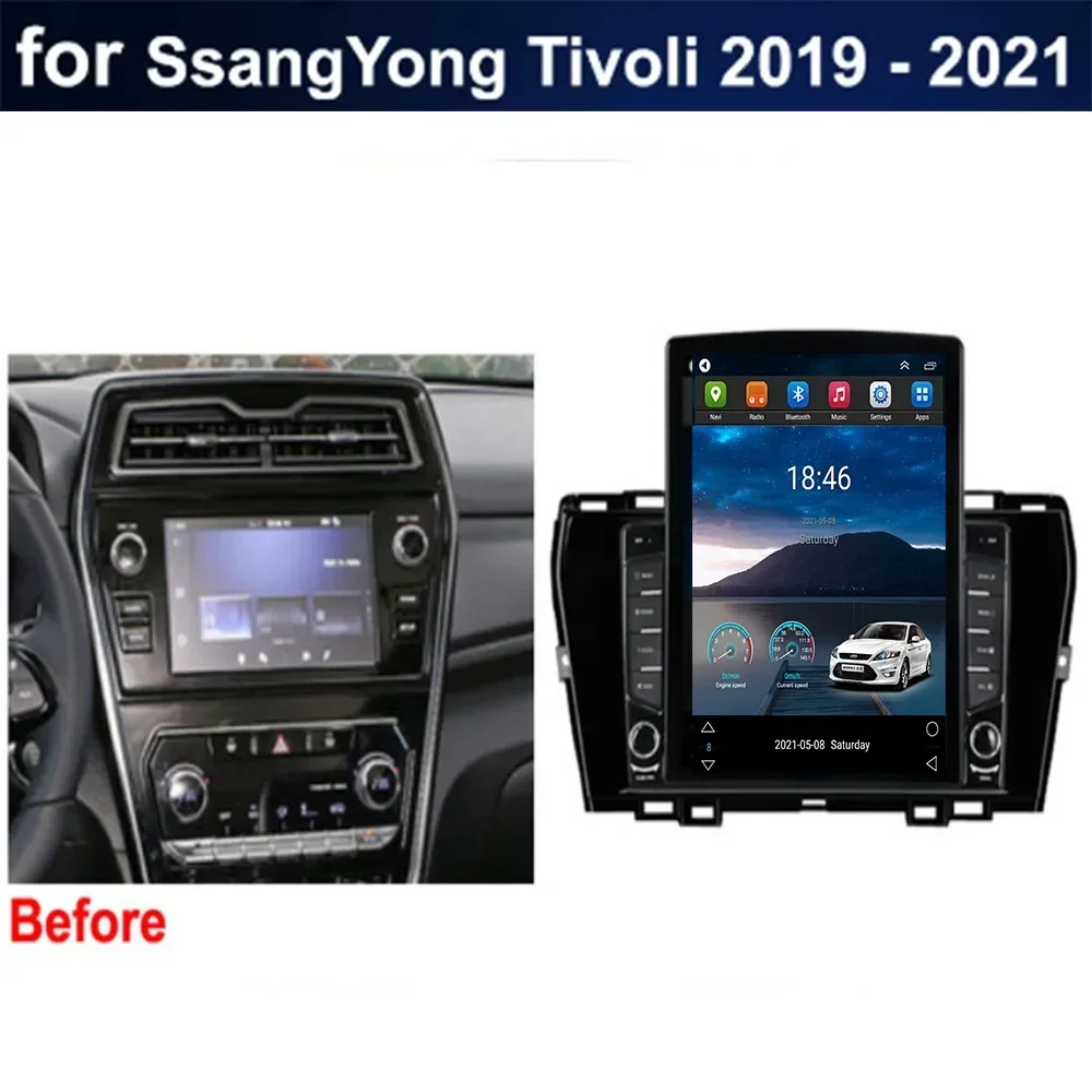 

Android 14 For Tesla Style Vertical Screen Car Radio Stereo Multimedia Audio Player For SsangYong Tivoli 2019 2020 2021 to 2050