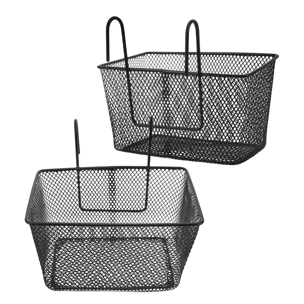 

Yardwe 2pcs Large Basket for Adult Front Bike Black Iron Handlebar Mount Portable Outdoor Vegetable Carrier Scooter Compatible