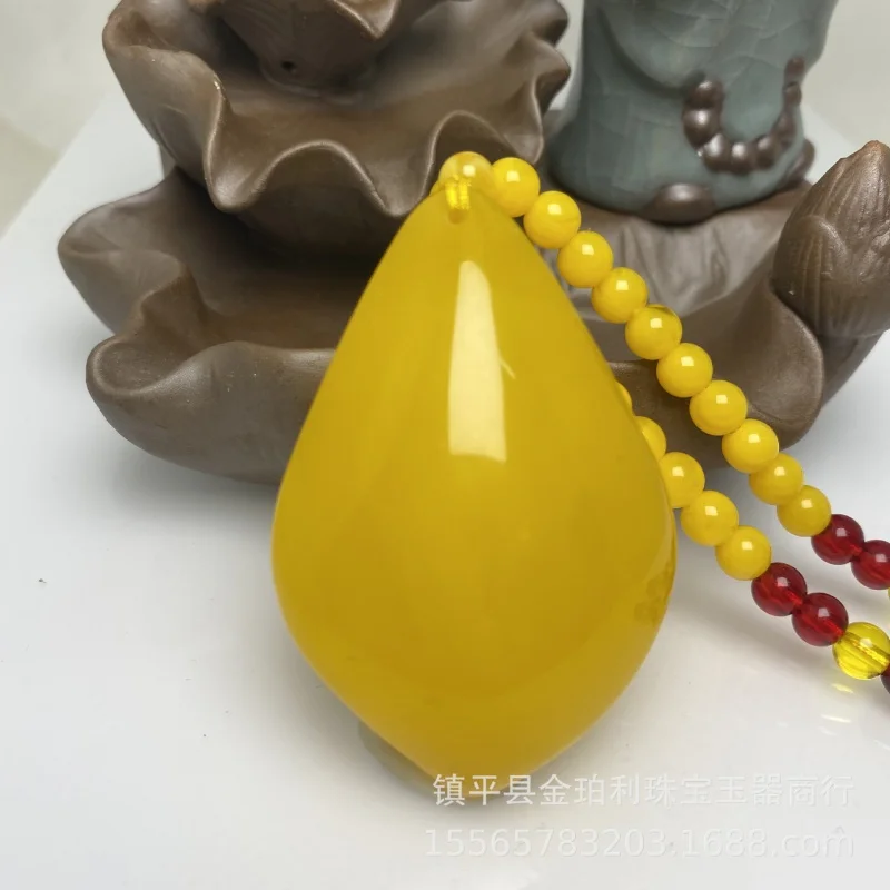 Internet Celebrity Live Broadcast Supply Drainage Gift High Imitation Second Generation Pendant Water Drop Amber Beeswax Sweater