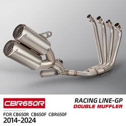 For Honda CBR650R CB650F CB650R CBR650F 2014-2024 Slip-On Motorcycle Exhaust System Modified Front Link Pipe Double Exit Muffler