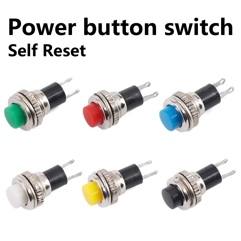 5/20/100PCS 0.5A 250VAC DS316 OFF-(ON) Momentary Panel Mount 10mm Push Button Switches DS-316 Black/Green/Yellow/Blue/White/Red 