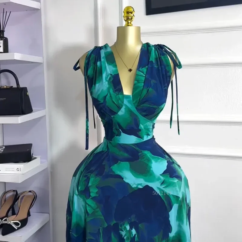 Abito lungo Dashiki Tie Dye da donna senza maniche altalena lungo estate 2025 abito da sera sexy per feste da club