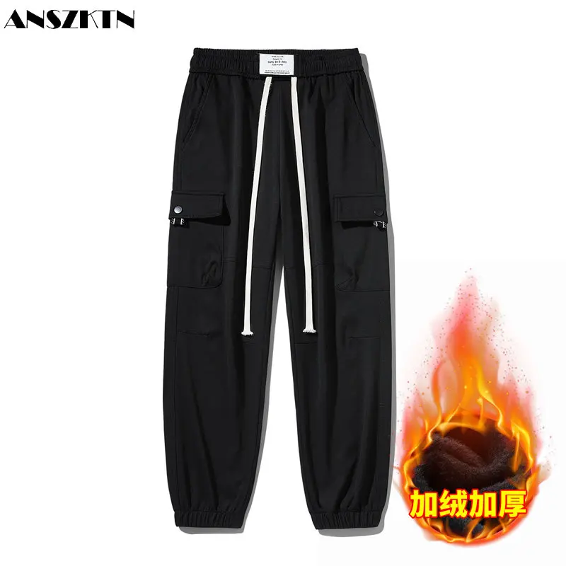 

ANSZKTN Winter casual pants with velvet trend overalls