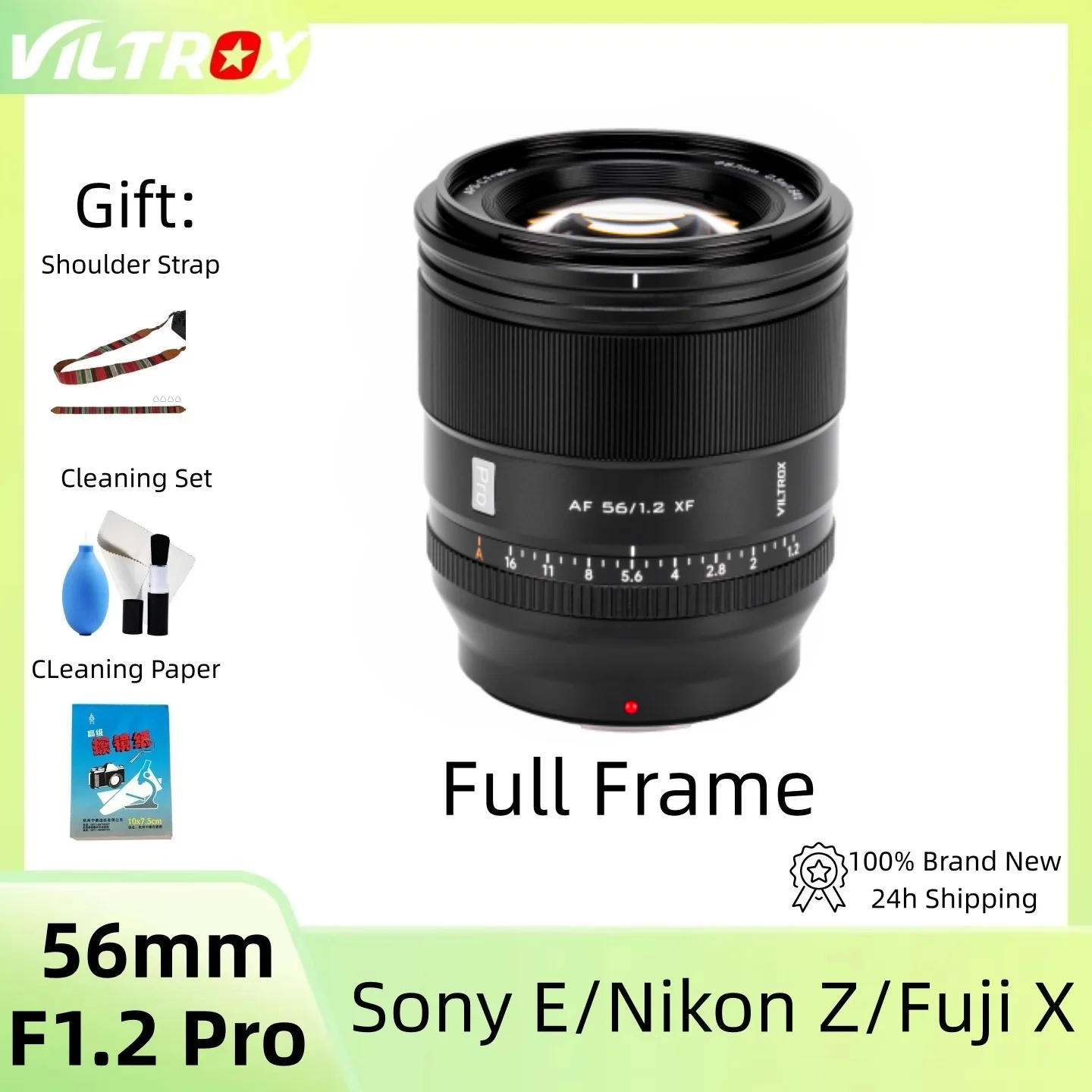

Полнокадровый фикс-объектив Viltrox AF 56mm F1.2 Pro с автофокусом и большой диафрагмой для портретной съемки, для креплений Fujifilm XF/sony E/Nikon Z