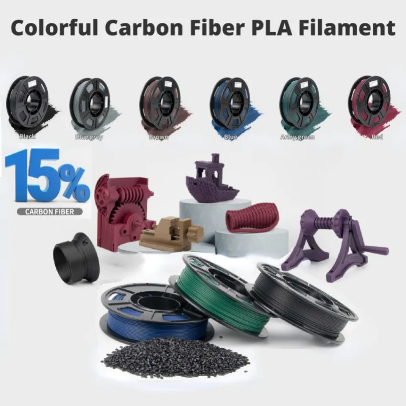 

Colored Carbon Fiber Filament,PLA Filament 1.75mm Carbon Fiber Pla(Blue,Army Green,Brown,Red),High-Accuracy +/-0.02mm,1kg