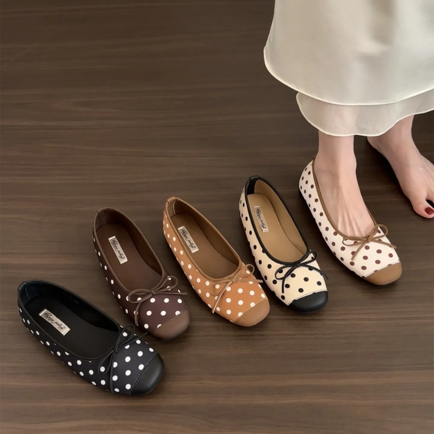 

Bailamos 2026 Brand Women Flats Square Toe Moccasins Thick Heel Flat Ballerina Shallow Ballet Shoes Casual Outdoor Slip On Flats