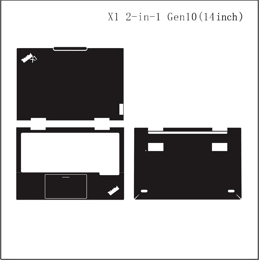 Pre-cut 1xTop+1xPalmrest+1xBottom Skin Sticker Cover Film For Thinkpad X1 2-in-1 Gen10 Aura Edition 14