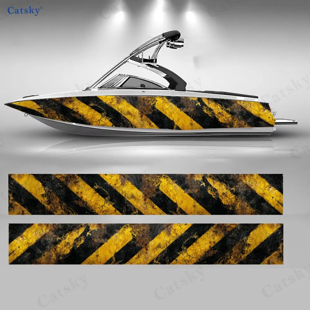 

2 шт. промышленных наклеек с диагональными полосами под ржавчину для лодок, водонепроницаемые виниловые наклейки из ПВХ для рыболовных судов, прочный и стильный дизайн