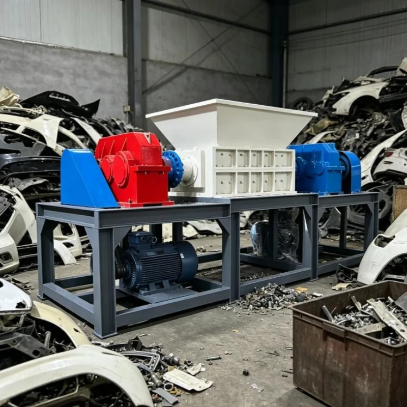 Twin Shaft Industrial Shredder Machine Automatic Crusher for Wood Timber Plastic Rubber Tyre Waste Metal Scrap