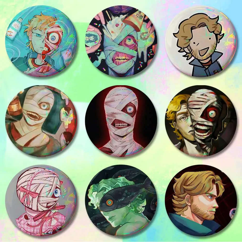 

C-Curly M-Mouthwashings 58mm 44mm HD Print Brooch Badges Pretty Derby Round Display Brooches Lapel Pins
