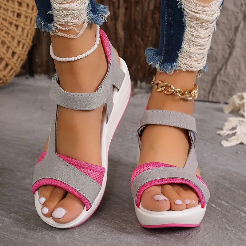 Summer new fashion casual muffin platform shoes wedge fish mouth sandals women shoes high heels zapatos de mujer