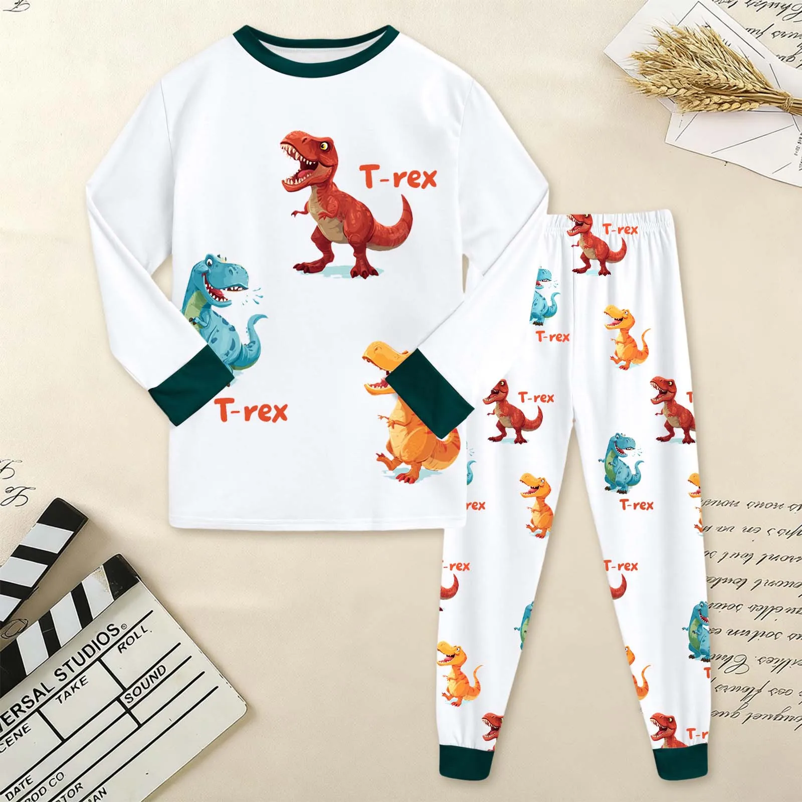 

New Clothes Gift Set Boys And Girls Suit Pants Regular Long Sleeved Round Neck Printed Trousers Suits Casual Outfits 한국 아동복 2025