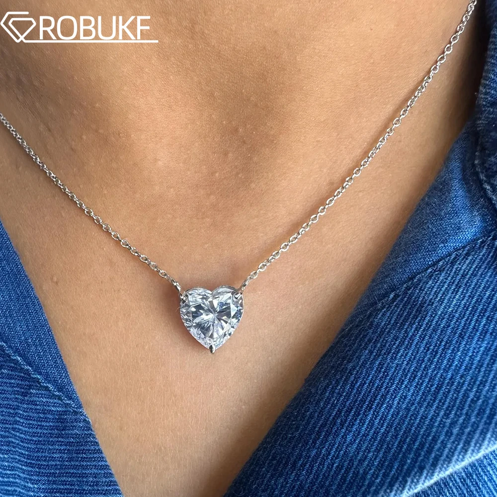 

Ожерелье с муассанитом в форме сердца 1CT/2CT/3CT для женщин, серебряное ожерелье-солитер с сертификатом GRA, серебро S925, ювелирные изделия
