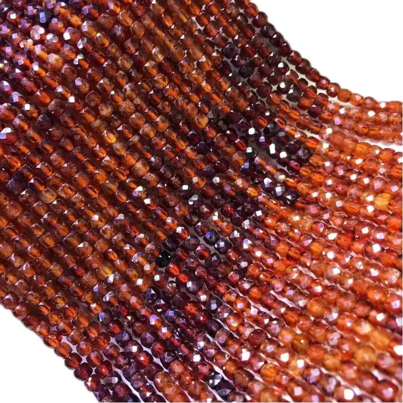 

Garnet square faceted 4-4.5mm gradient orange color Wholesale for DIY jewelry necklace 38cm LOOSE BEADS nature
