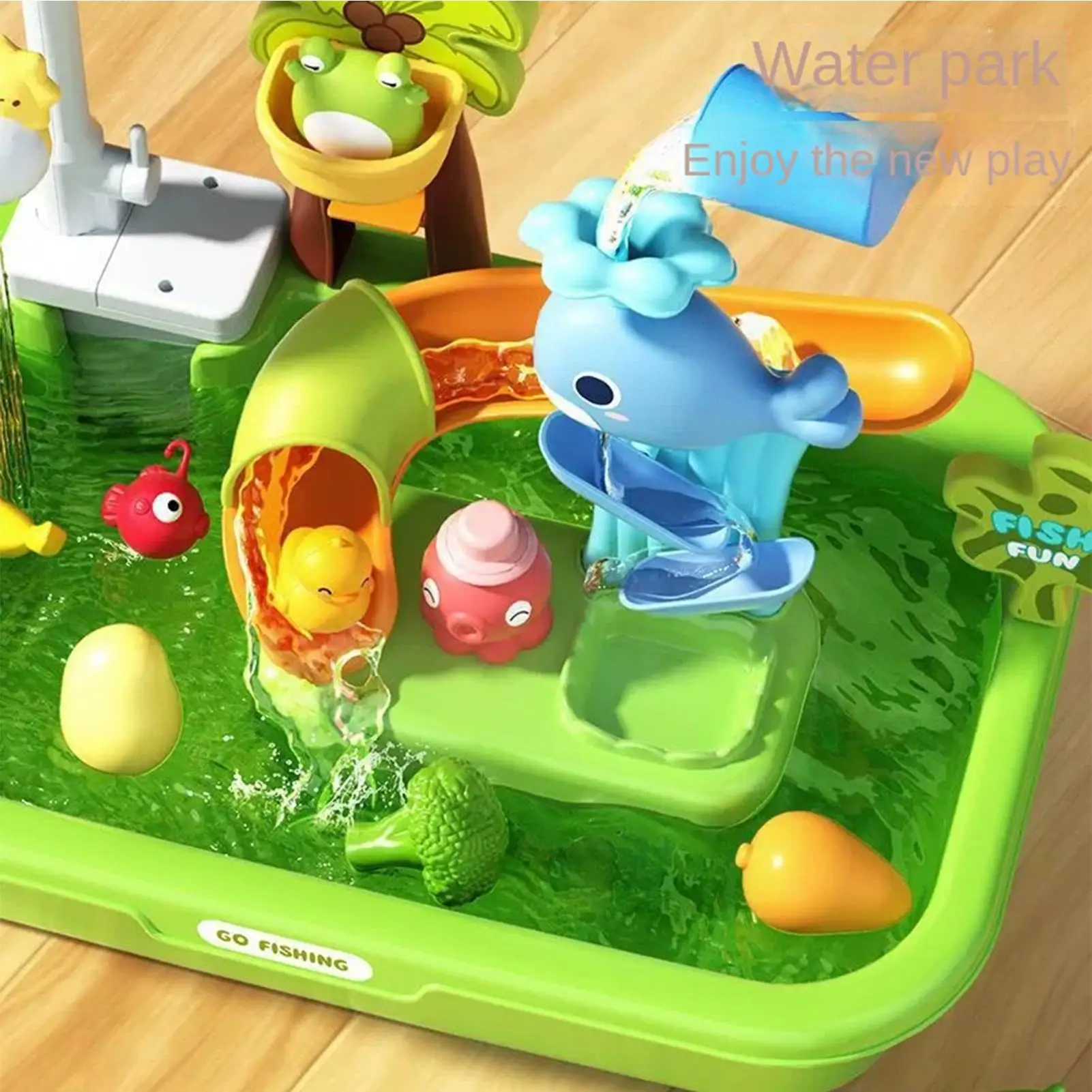 

Водный игровой стол-раковина для детей: уличная кухня с проточной водой, игры для рыбалки, водный стол для малышей, пляжные уличные игрушки