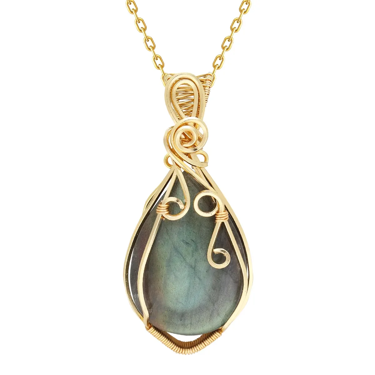 

Natural Gemstone Crystal Pendant Necklace Stone Holder Necklace Cord HandWoven Necklace with Chain for Women Men