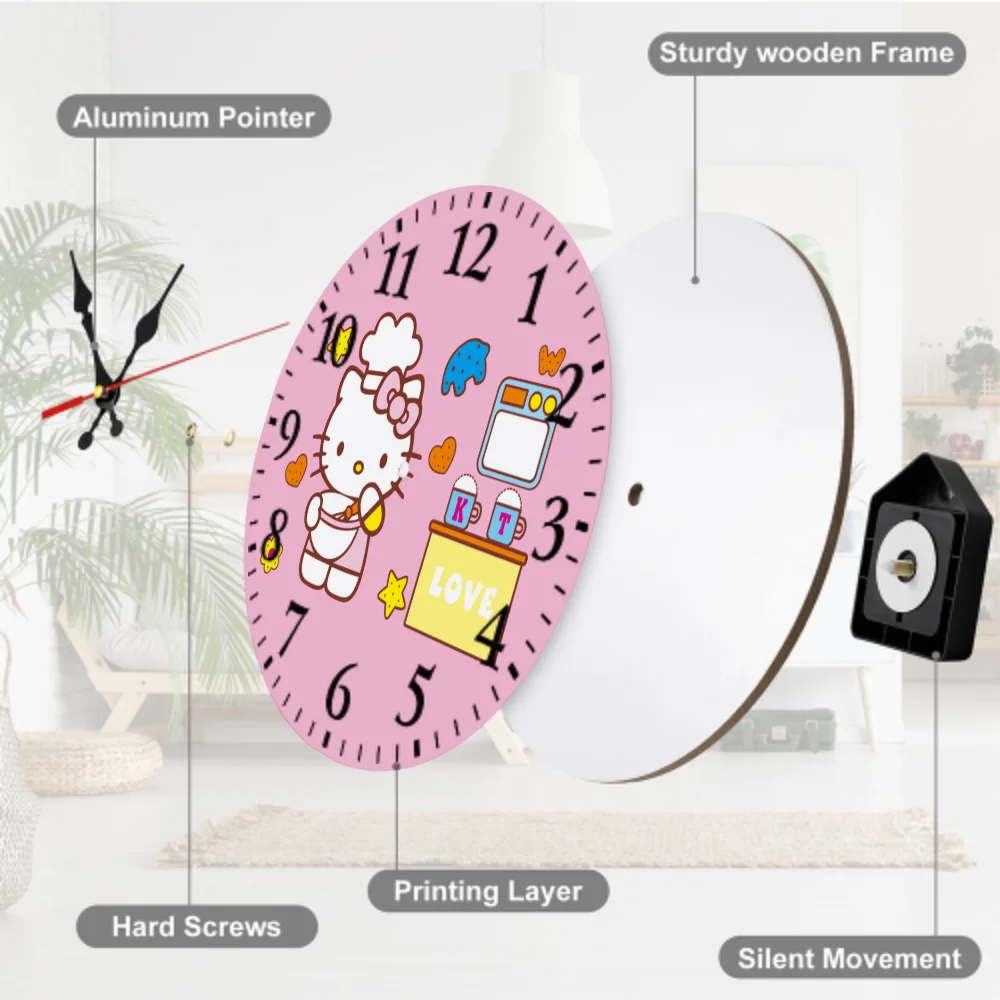 นาฬิกาแขวนผนังลายการ์ตูน Hello Kitty ขนาด 30 ซม. น่ารัก ลายเชฟ Kt Cat นาฬิกาเงียบ ตกแต่งห้องนอนเด็กผู้หญิง ห้องนั่งเล่น ของขวัญ