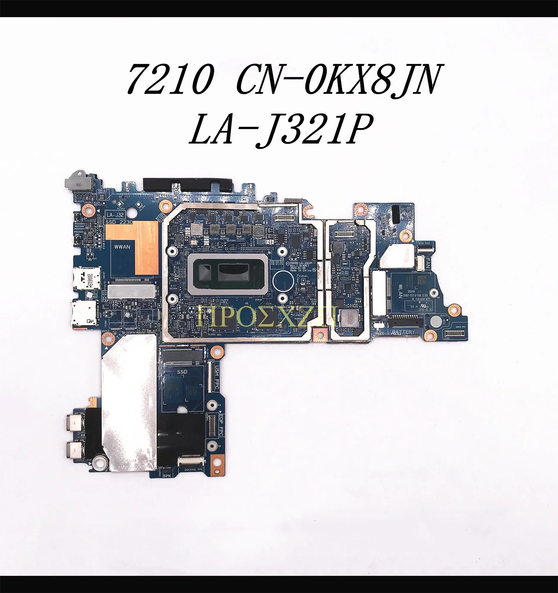 

FDV20 LA-J321P For DELL Latitude 7210 2-in-1 Laptop Motherboard CN-0481H7 481H7 With i5-10310U CPU 16GB-RAM Motherboard
