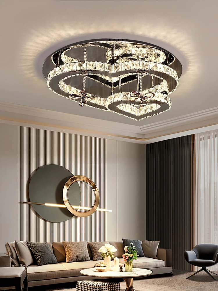 Chandeliers for Living Room Modern LED Heart Shaped Crystal Bedroom Pendant Light Dining Room Ceiling Light New Ceiling Lamp