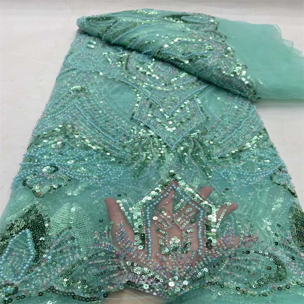 Robes de mariée nigwin brodées avec paillettes et perles, tissu en dentelle, français, fête de mariage, haute qualité, africain, offre spéciale, nouveau, 2024, 2024