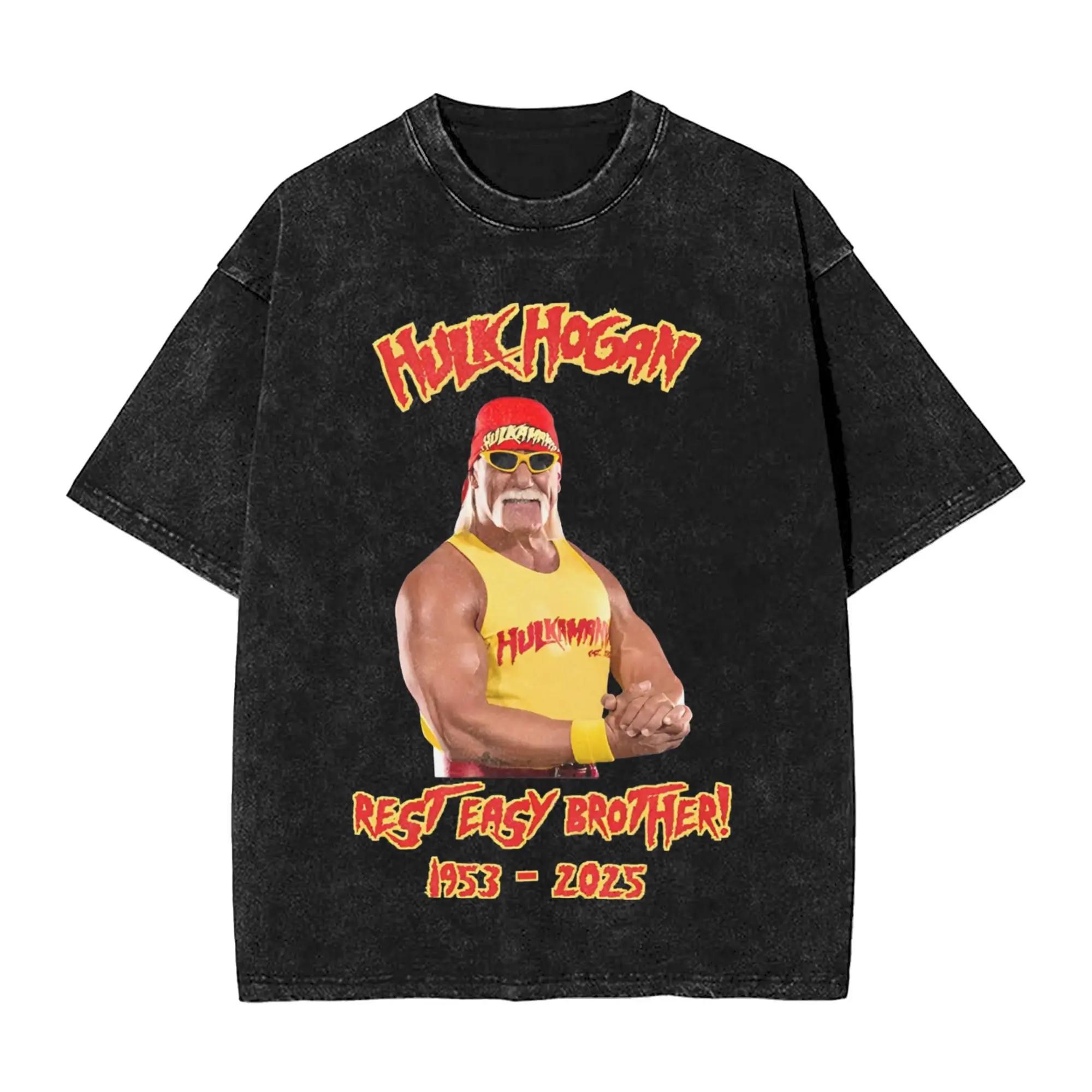 

Hulk Hogan Legend Memorial Wrestling Men T Shirts Washed Novelty Tee Shirt Pure Cotton Printed Clothing