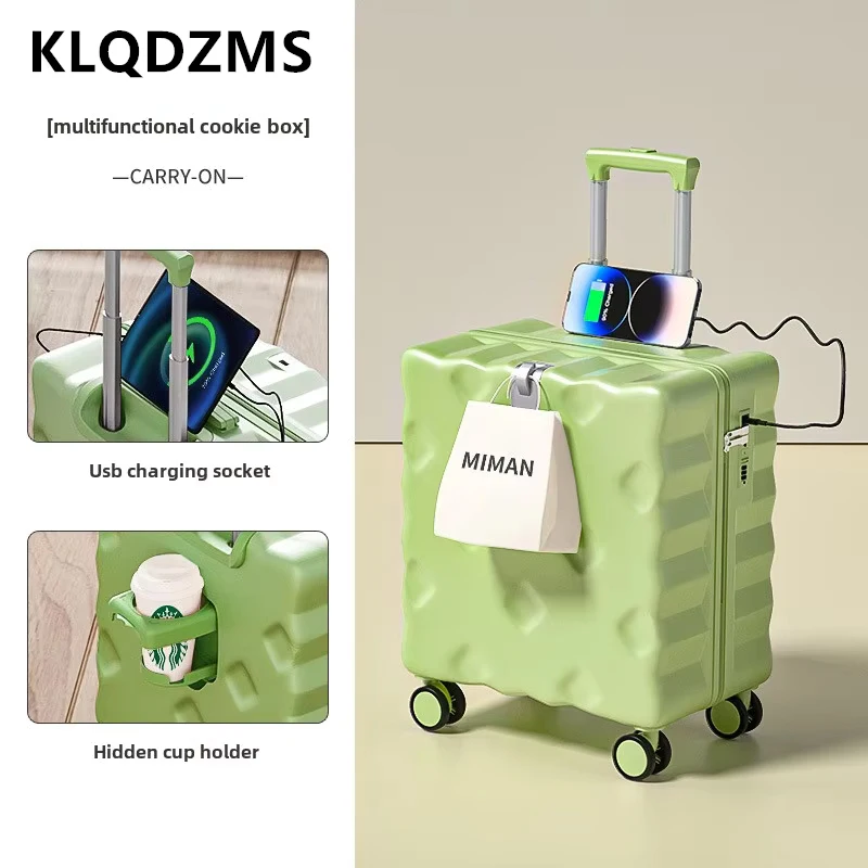 KLQDZMS equipaje de viaje de mano 18 "20 pulgadas caja de embarque cubierta de carrito de carga USB caja de contraseña multifunción maleta rodante