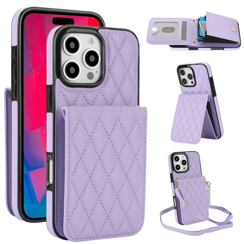 

Crossbody Lanyard Kickstand Wallet with Card Holder Phone Case for iPhone17 16 15 14 11 Pro Max X XS XR 13 12 Mini 8 Plus Cover