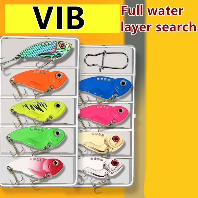 

VIB 5PCS Lu Ya Fake Bait Set Iron Plate Sequins for Long Range Throwing, Teasing Metal Fish Baits Across the Water Layer