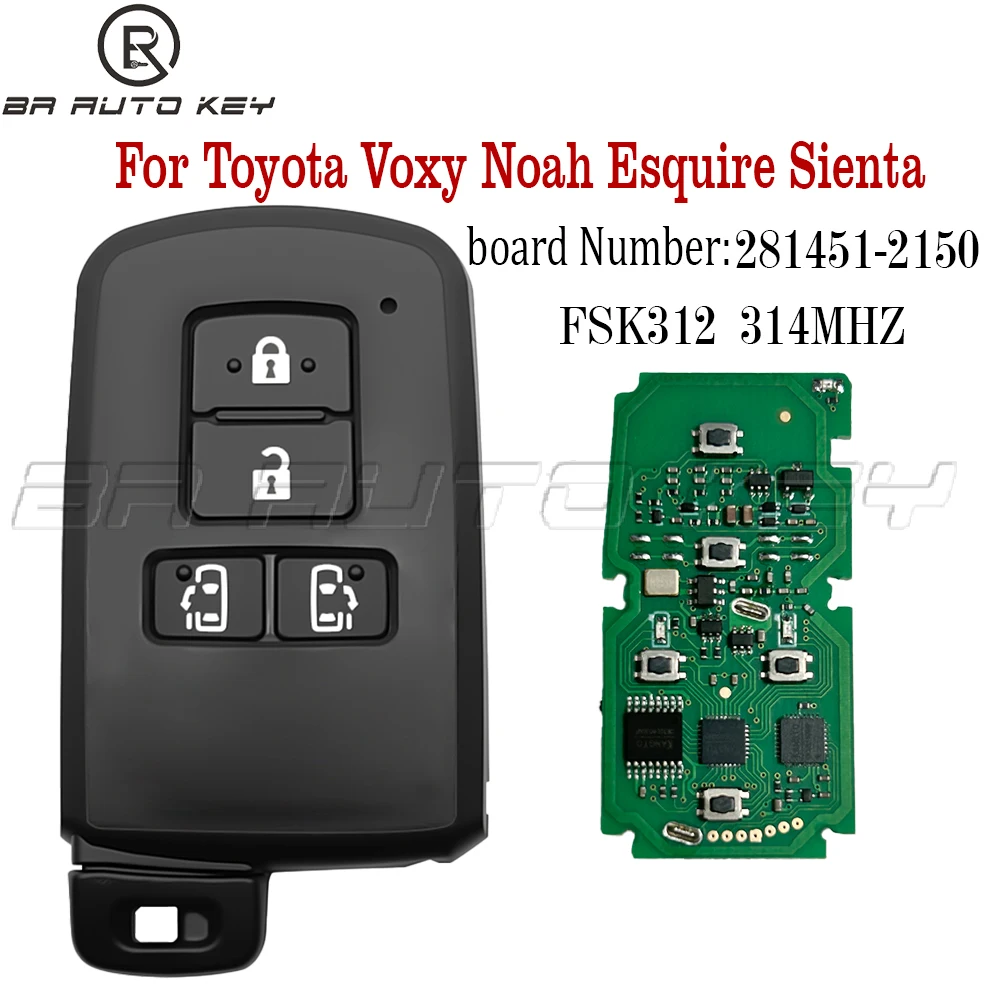 

Умный дистанционный брелок для Toyota Esquire Noah Sienta Voxy Smart Remote Key 312.5/314.0 МГц 231451-2150 ID8A Чип P4 A8