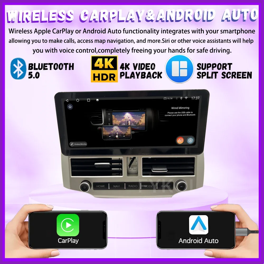 Car Radio For Toyota 4Runner 2009-2022 CarPlay Android Auto Tesla Style Automotive multimedia Bluetooth WIFI Stereo Navigation