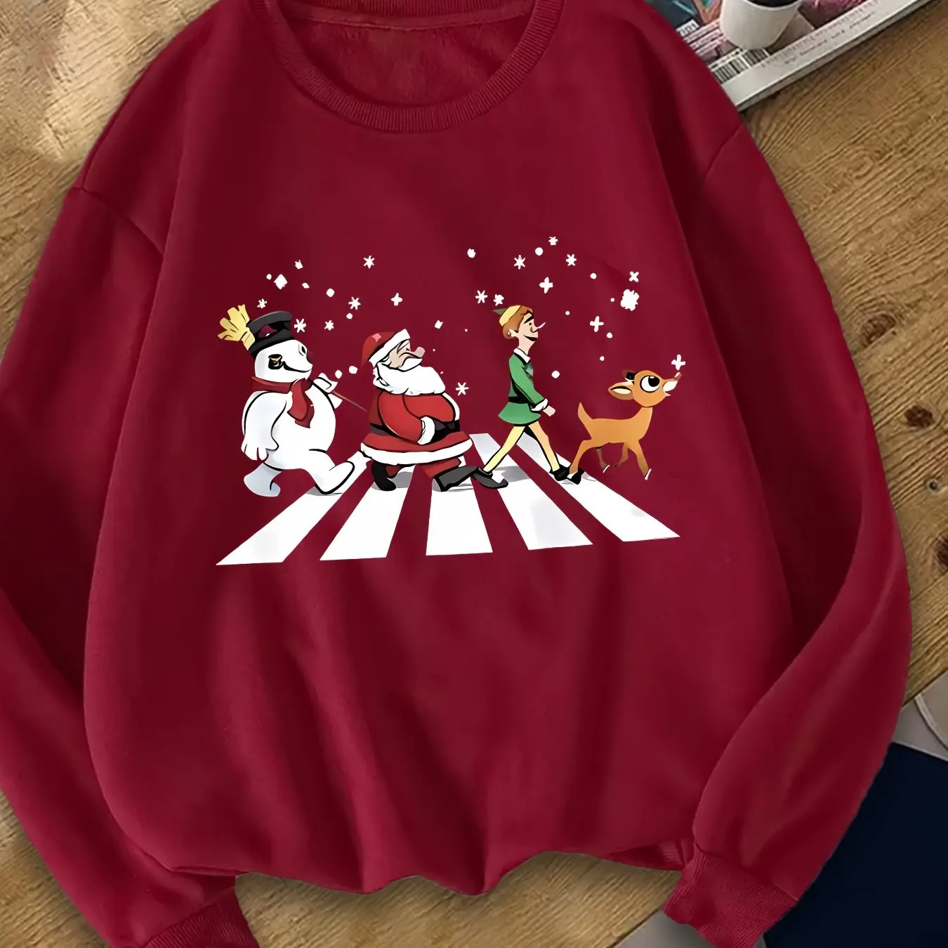 Christmas Cartoon Characters Crew Neck Sweatshirt For Women With Long Sleeve Pullover Active Casual Wear For All Seasons