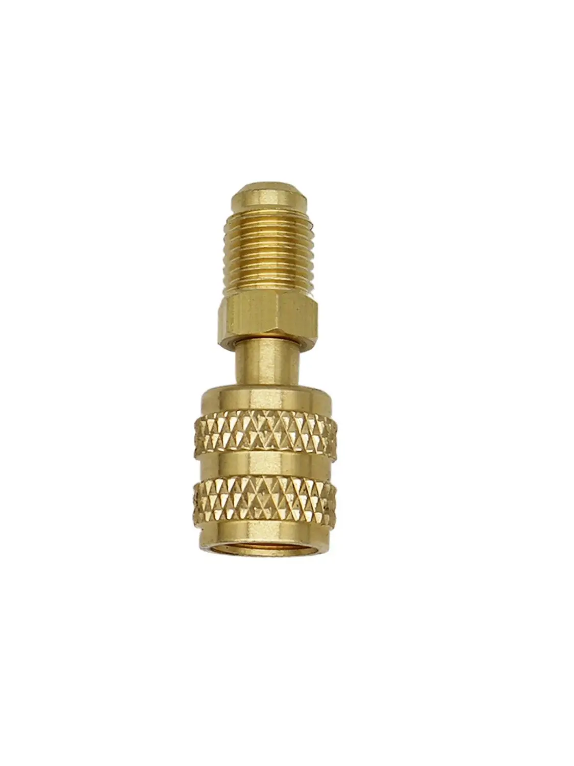 2 Stück Vakuumpumpen-Messingadapter R410a Adapter 5/16 SAE F Schnellkupplungen auf 1/4 SAE für Klimaanlagen-Adapter Schnellkupplung – Detail 5