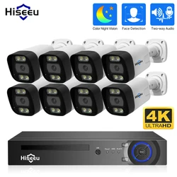 Hiseeu-Système de caméra de sécurité POE 4K 8MP, détection de visage AI, 8 ports NVR, kit de vidéosurveillance IP étanche pour la maison