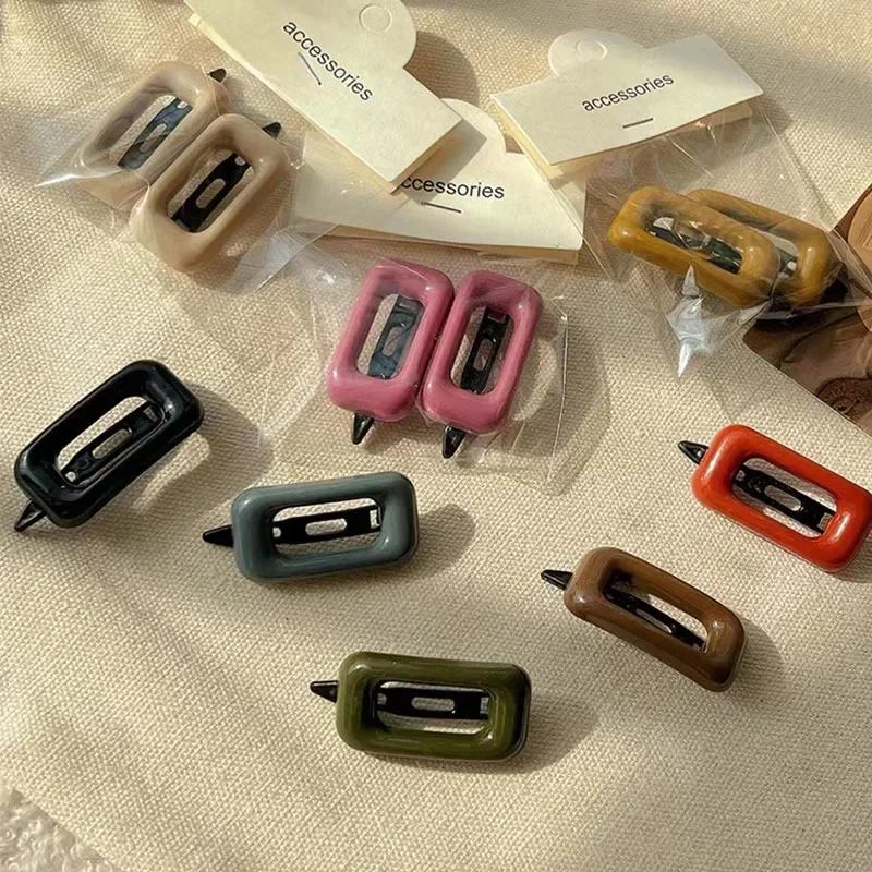 2Pcs/Lot Mini BB Hair Clips Small Rectangular Hairpins Simple Style Side Clips Barrettes for Girl Hair Accessories Headwear New