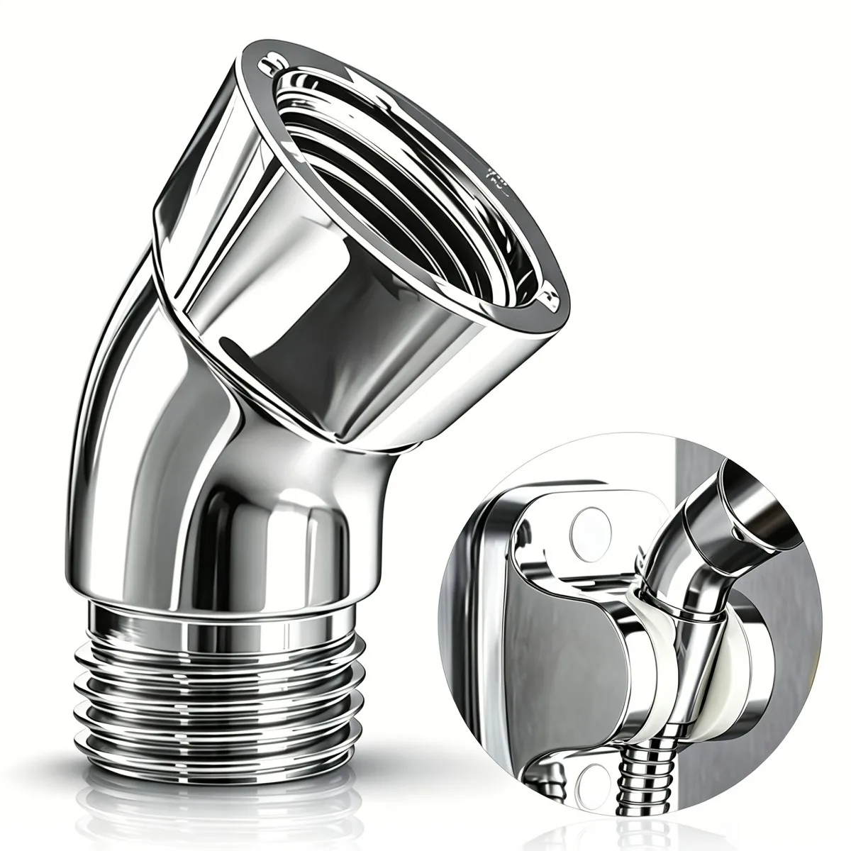 Shower head angle converter, 1/2 inch rotary joint, easy to fix shower head position, used for all standard showerheads