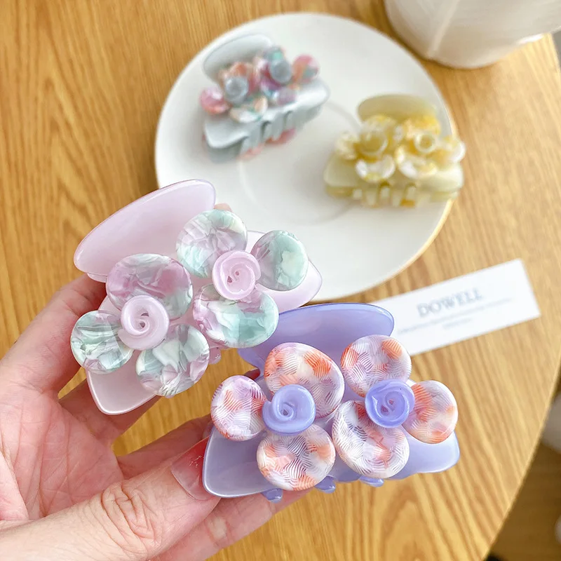 YHJ Beautiful Camellia Flower Hair Claw Japanese Classic Style Eco-Friendly Hair Claw Clips Hair Accessories for Women Girls