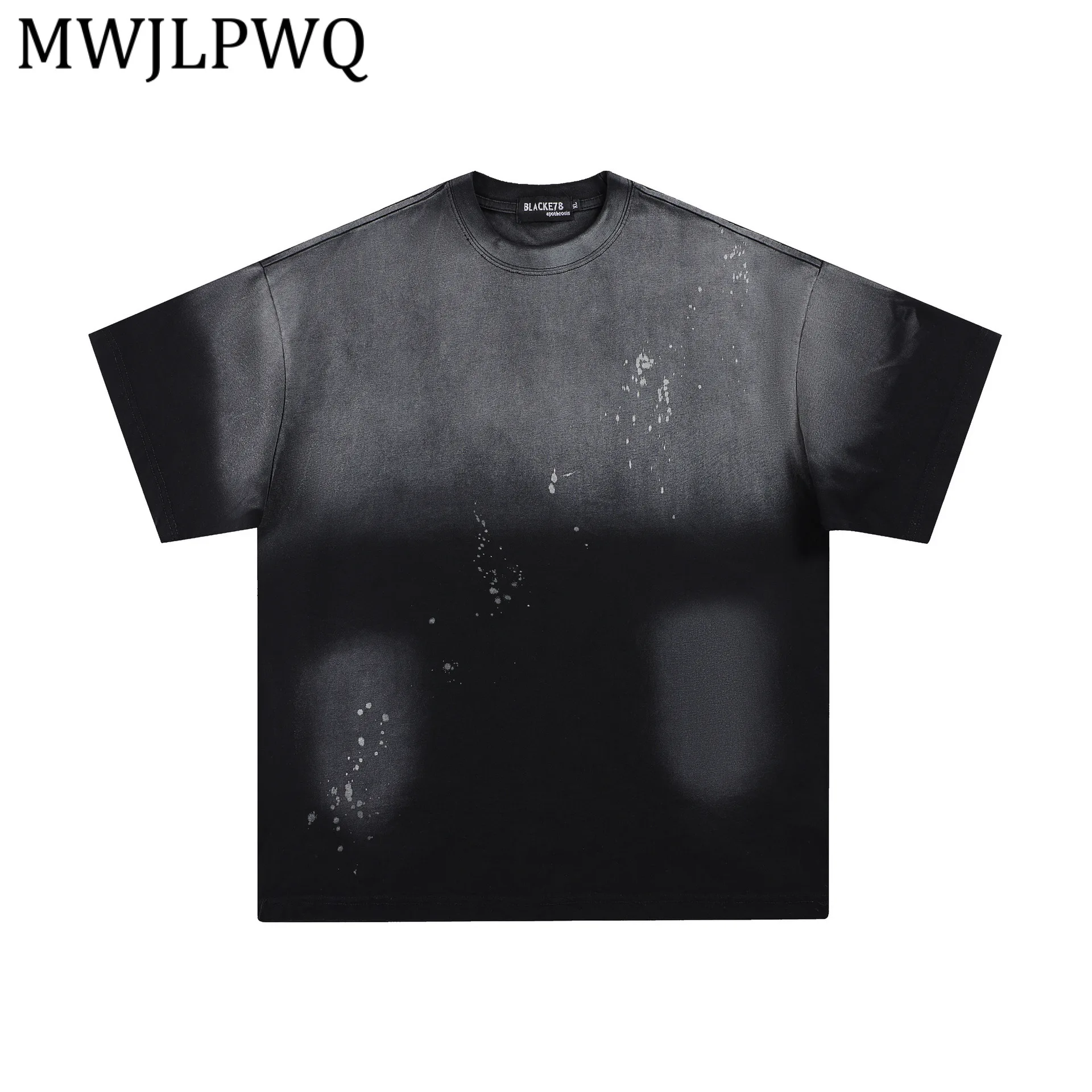

MWJLPWQ 2026 Новая летняя мужская футболка в американском уличном стиле с принтом «чернильные брызги», свободная, с коротким рукавом, повседневная, трендовая, 13313