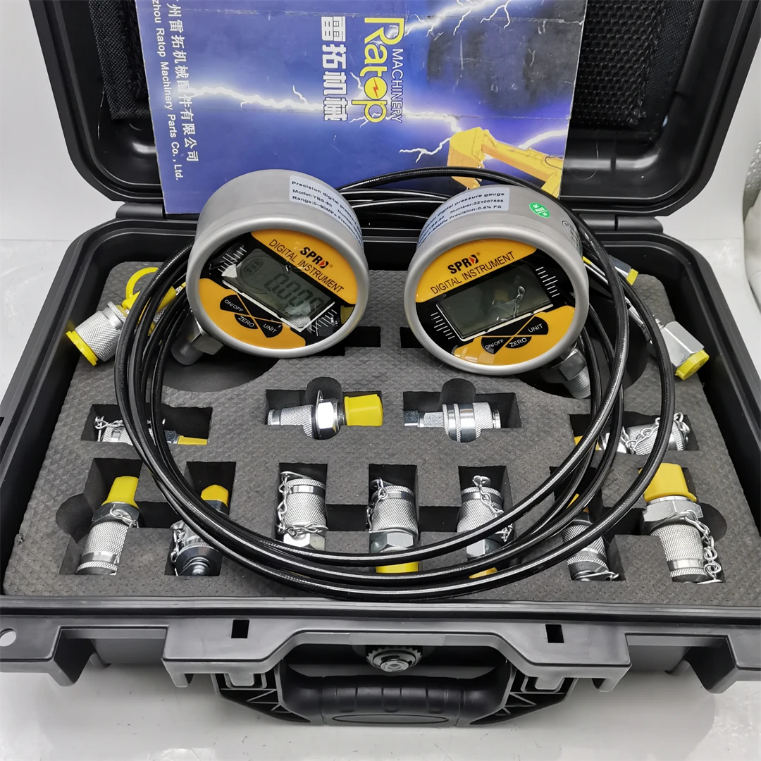 Digital Hydraulic Pressure Test Kit SCJN-600-01 Excavator Diagnostic Measuring Gauge With 221007555 0129543580 Connectors