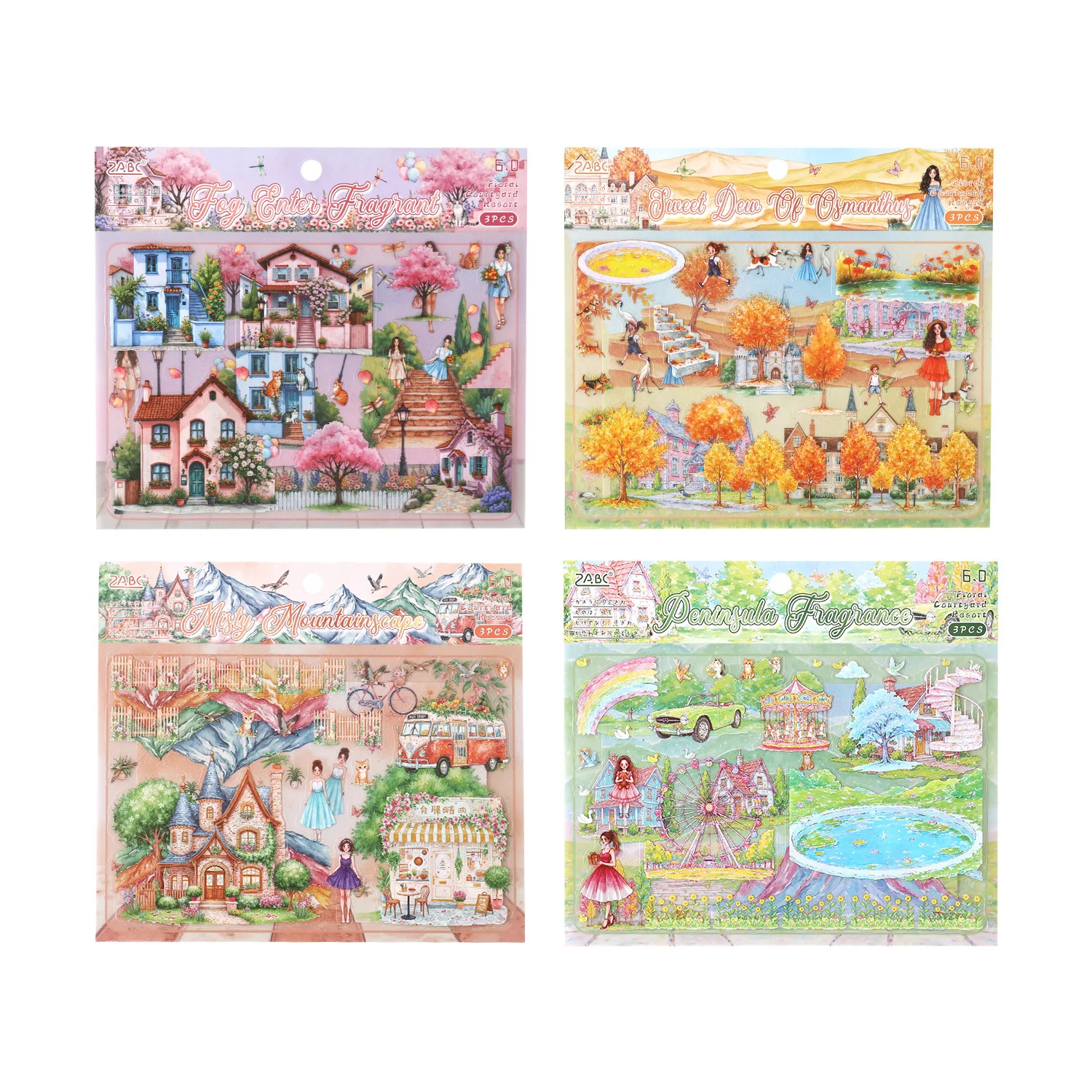 JIANWU Flower Garden Tour Series Vintage karakter kasteel landschap materiaal collage sticker creatief DIY dagboek briefpapier