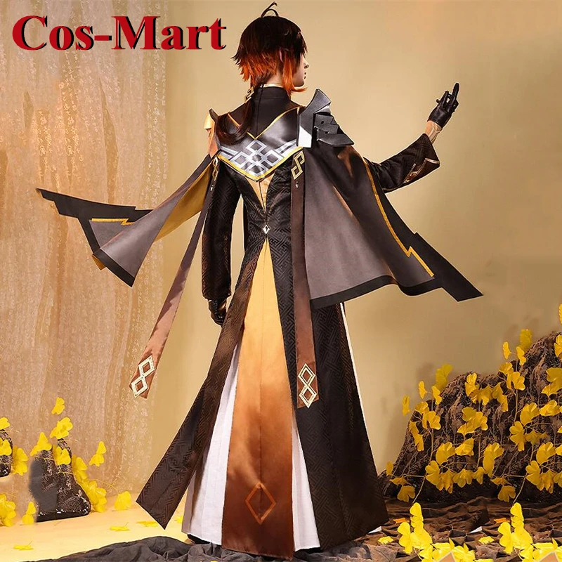 Cos-Mart Game Genshin Impact Zhongli Cosplay Costume Cloud Retainer Handsome Uniform Full Set Activity Party Role Play Clothing