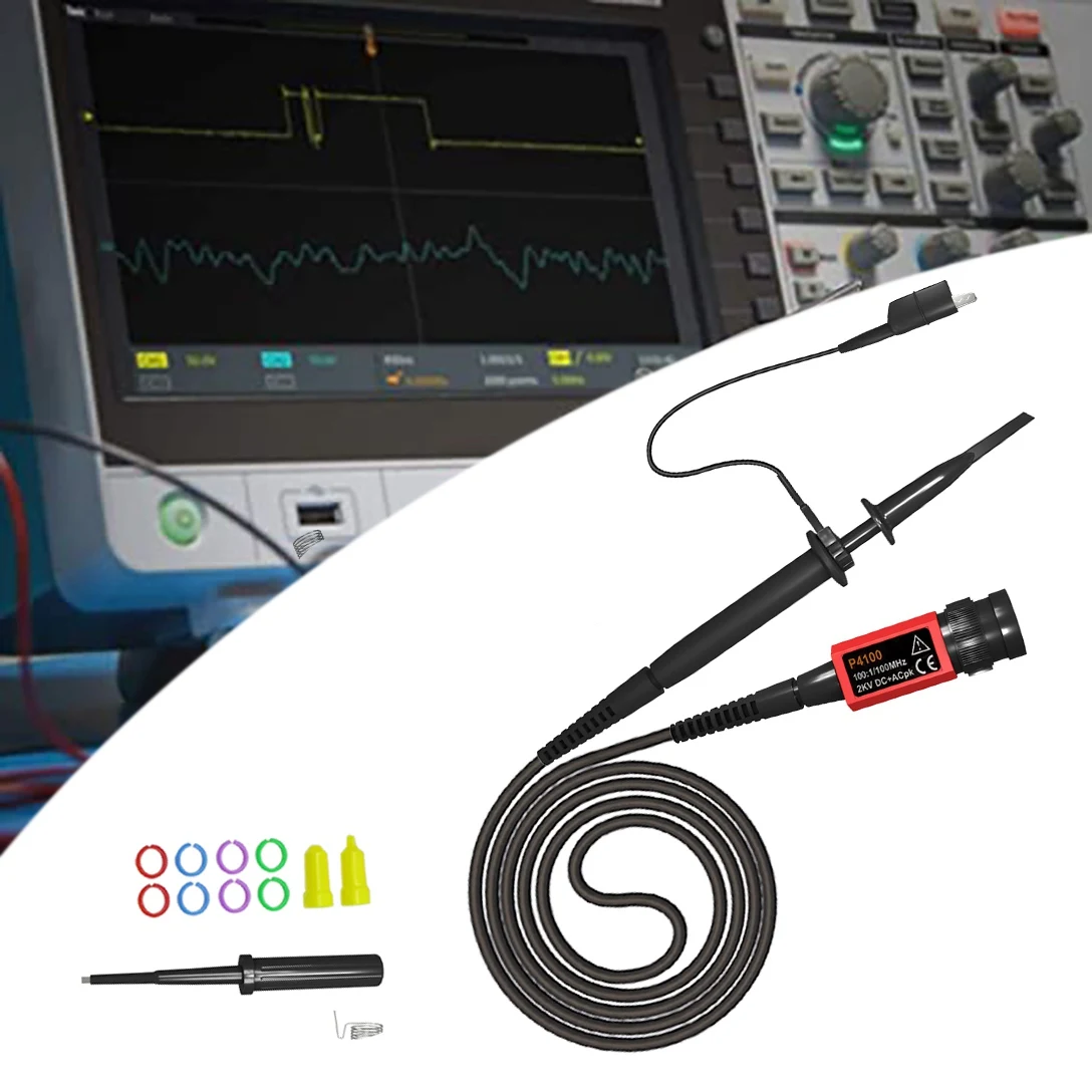 

P4100 Oscilloscope Probe 100:1 2KV High Voltage 100MHz Safety BNC Connector for Oscilloscope Adjustable Attenuation SSQ