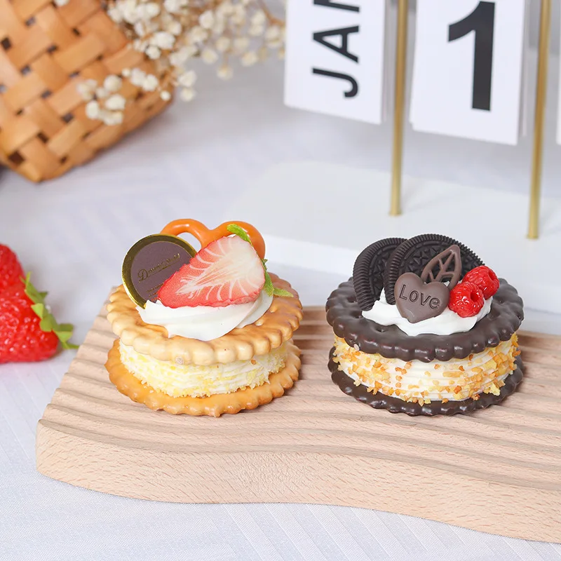 1PC Artificial Fruit Cake Biscuit Fake Food Decoration Photography Pro Food Simulation Cake Model Tea Table Decoration FCYY-045