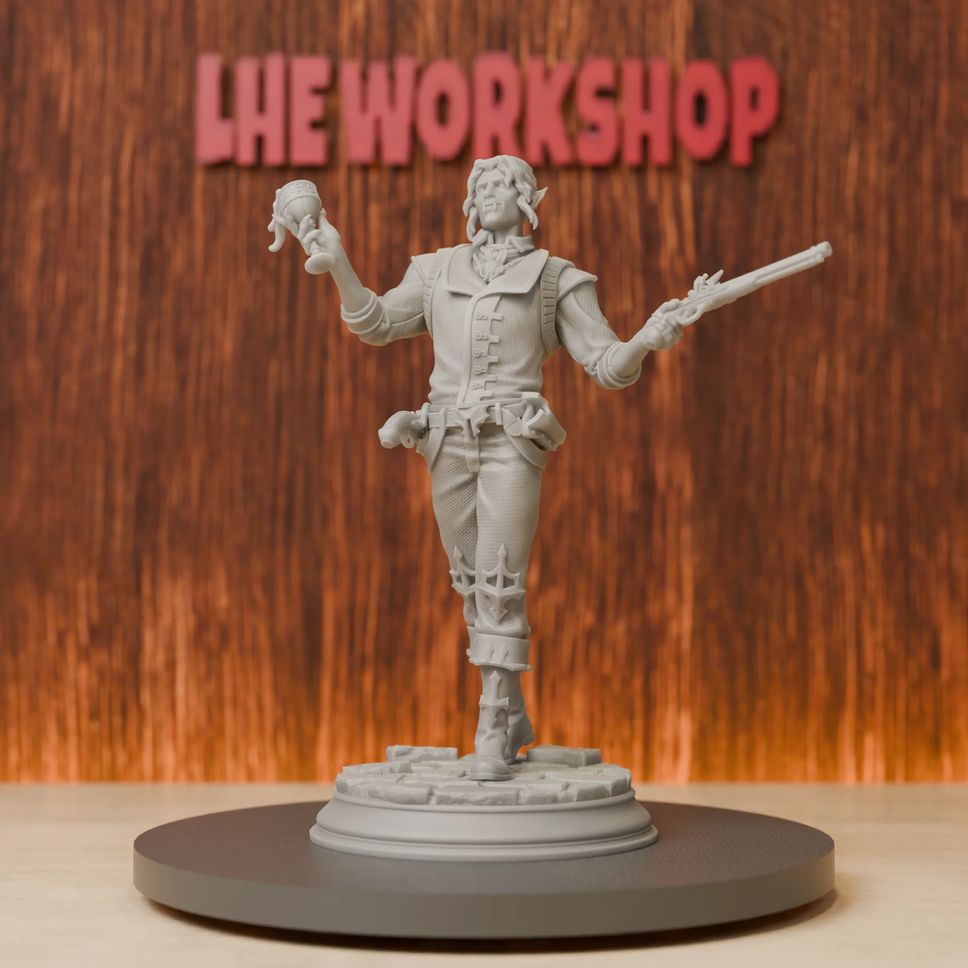 Vampire Noble Gunslinger Miniatures | 28mm-75mm | Resin 3D Printed DND Pathfinder Mini | Unpainted Grey