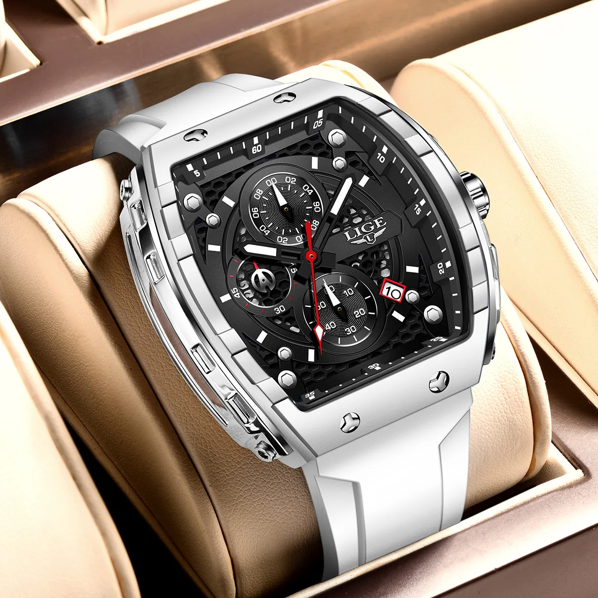 

LIGE Fashion Men Watches Soft Silicone Military Sport Quartz Watch Original Movement Waterproof Date Man Watch Chronograph Clock