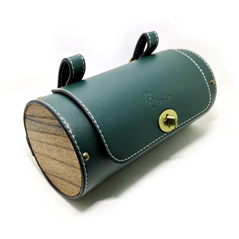 FREE-자전거 레트로 테일 카 핸들 백, PU 인조 가죽 통나무 라운드 백, 22cm 길이, 직경 10cm, Q398