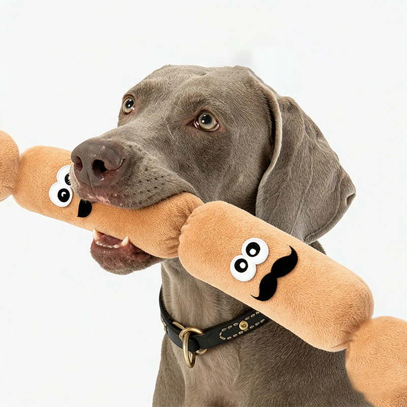 Simulated Dog Sausage Toy Interactive Pet Dog Plush Toy with BB Squeaker Bite-resistant Funny Puppy Self-Play Toy Pet Supplies - view 4