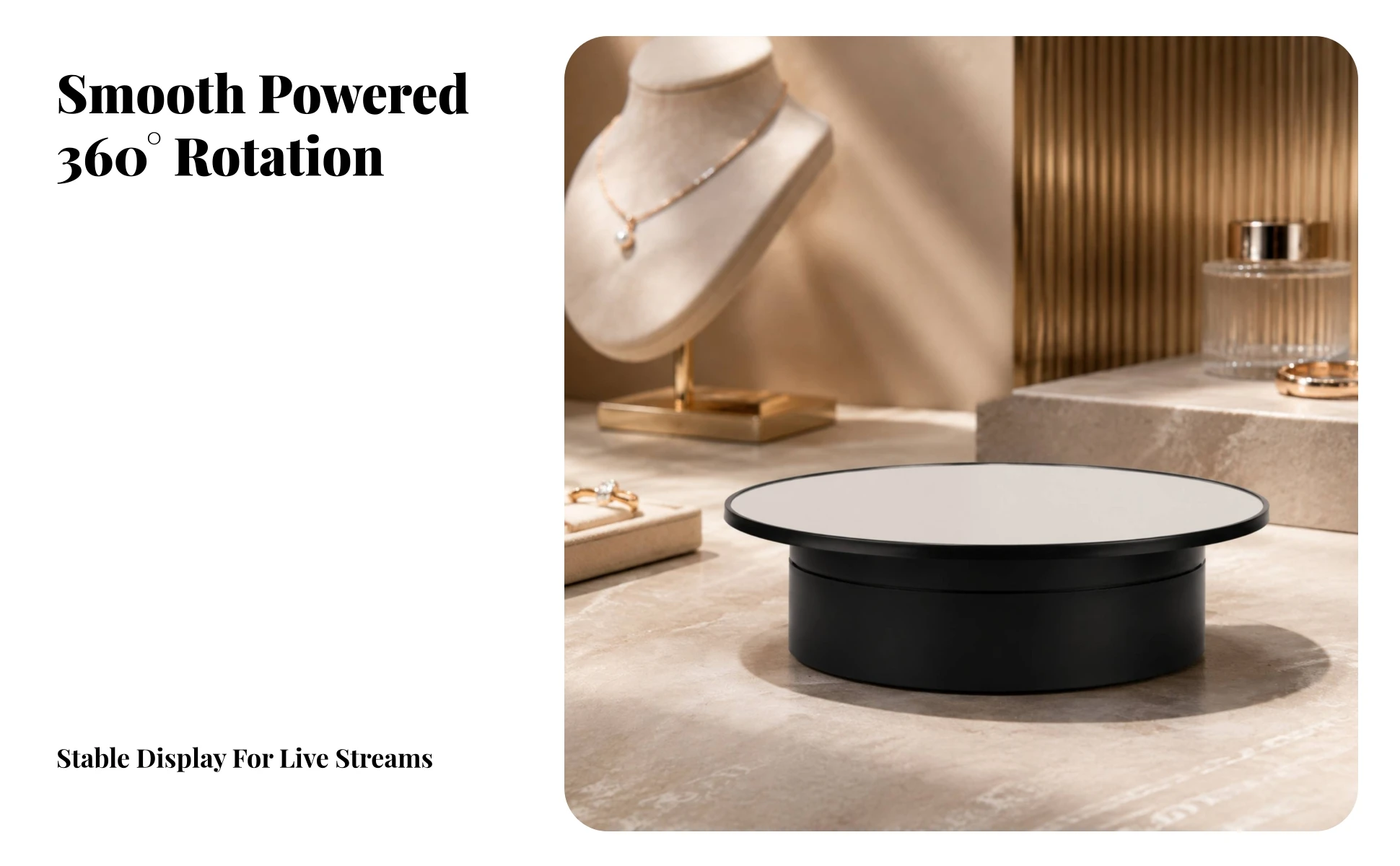 Electric Turntable with Mirror Top Adjustable Speed Turntable with Mirror Top Motorized Rotating Display Stand Silent Electric Turntable with Mirror Top Adjustable Speed Turntable with Mirror Top Motorized Rotating Display Stand Silent