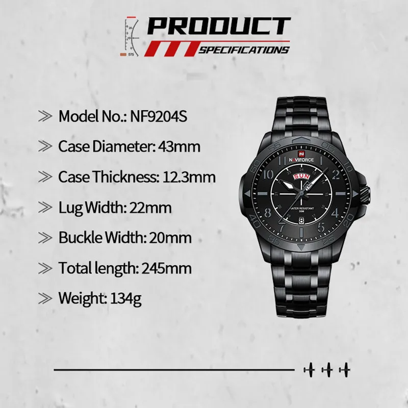 NAVIFORCE Original Fashion Sport Watch for Men Luxury Stainless Steel Waterproof Male Quartz Wristwatch Clock Relogio Masculino