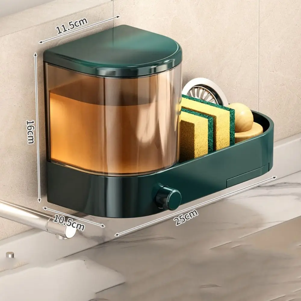 con vassoio di scarico Dispenser di sapone a parete di grande capacità con supporto per spugne Contenitore disinfettante per le mani Pressa per le mani Impermeabile